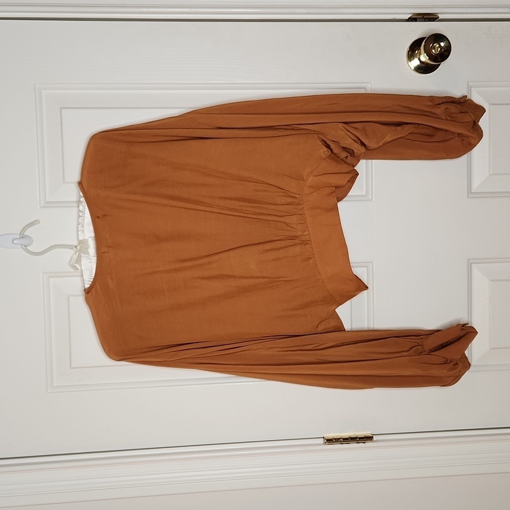 Do+Be Cocoa Brown Long Sleeve Crop Top Size S NWT - Picture 10 of 16
